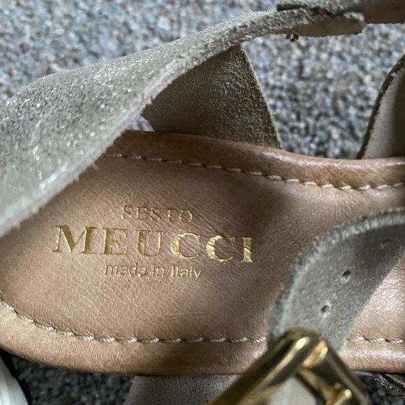 Sesto Meucci Chunky Sandals 9 EU 39 Platform Gold Leather Strappy Made Italy - Picture 5 of 8